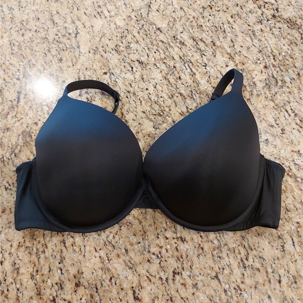 CACIQUE Boost Plunge Underwire Bra Size 46DD Solid Black Adj Strap Padded